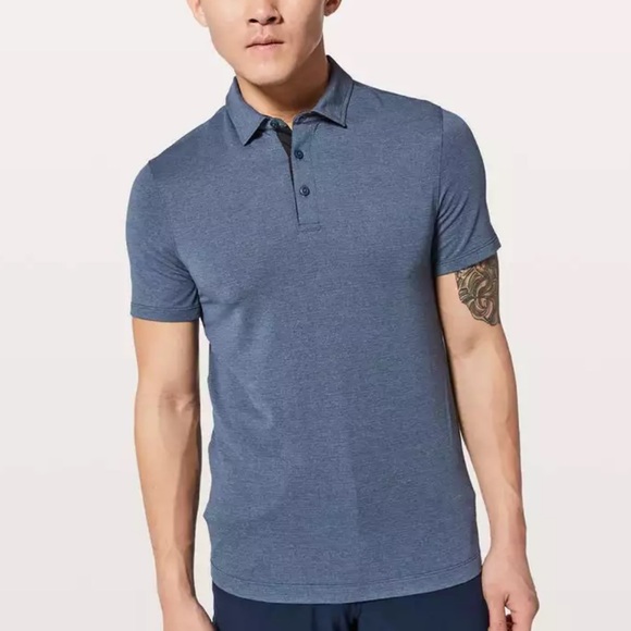 Lululemon Men’s Evolution Polo Heathered Iron Blue | SIZE: S - Picture 4 of 4